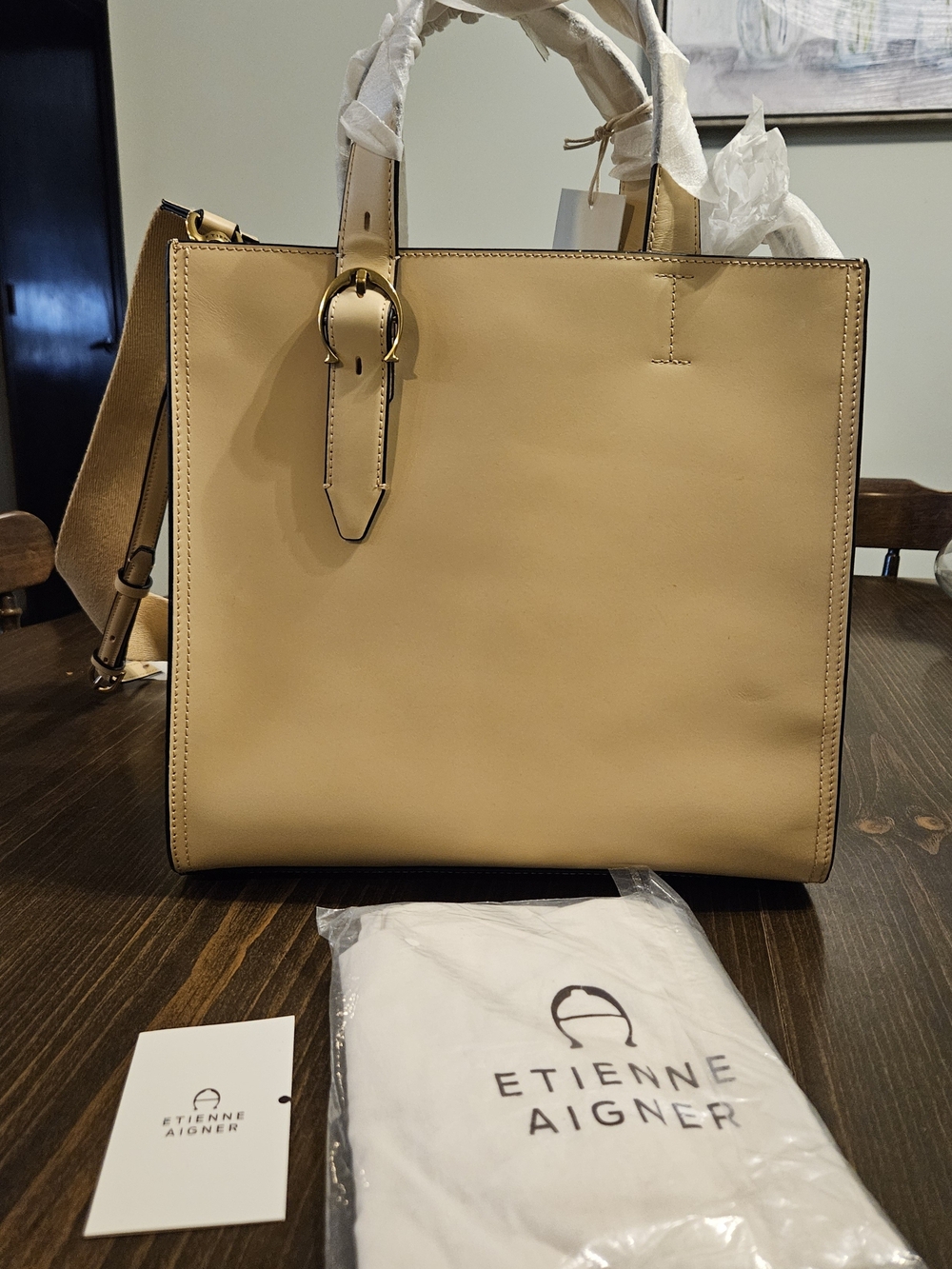 Etienne Aigner Honey Peach Leather Tote Bag